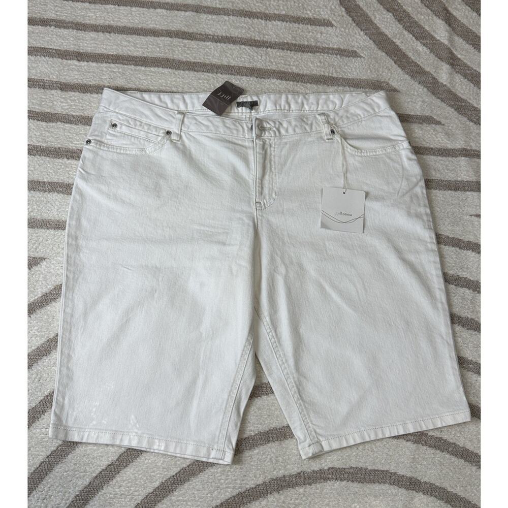 J.Jill White Denim Slim Short Jeans Mid Rise Women’s Size P18 NWT